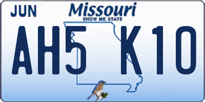 MO license plate AH5K1O
