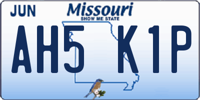 MO license plate AH5K1P