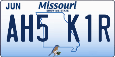 MO license plate AH5K1R