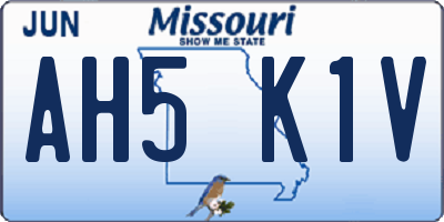 MO license plate AH5K1V