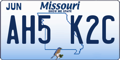 MO license plate AH5K2C