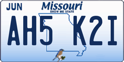 MO license plate AH5K2I