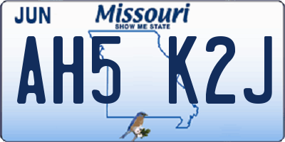 MO license plate AH5K2J