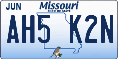 MO license plate AH5K2N