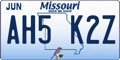 MO license plate AH5K2Z