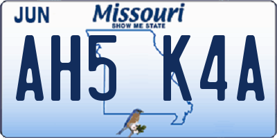 MO license plate AH5K4A