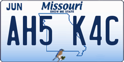 MO license plate AH5K4C