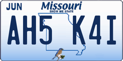 MO license plate AH5K4I