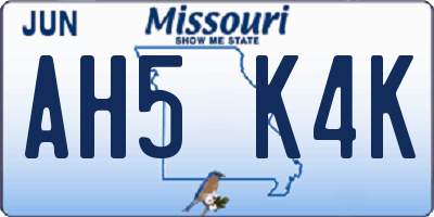 MO license plate AH5K4K