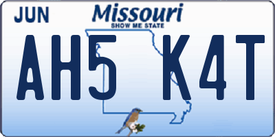 MO license plate AH5K4T