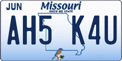 MO license plate AH5K4U