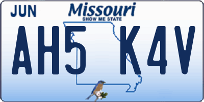 MO license plate AH5K4V