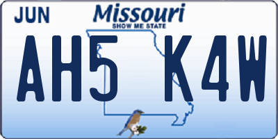 MO license plate AH5K4W