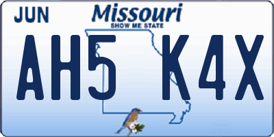 MO license plate AH5K4X