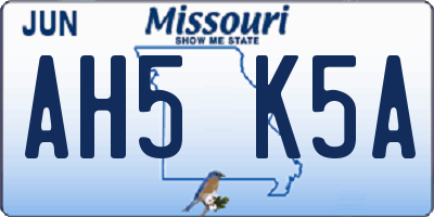 MO license plate AH5K5A