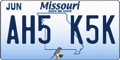 MO license plate AH5K5K