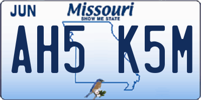 MO license plate AH5K5M