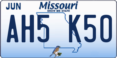 MO license plate AH5K5O