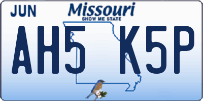 MO license plate AH5K5P