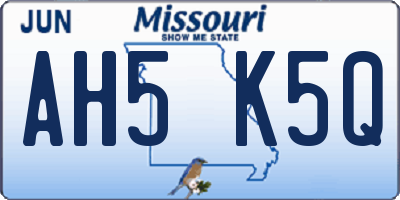 MO license plate AH5K5Q