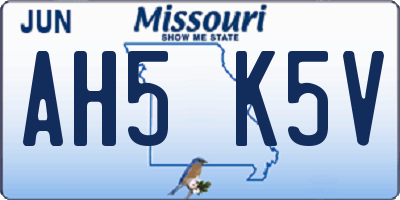 MO license plate AH5K5V