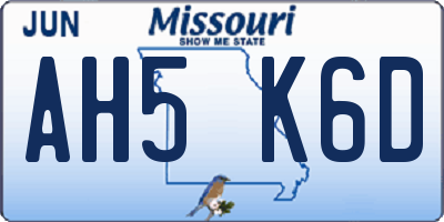 MO license plate AH5K6D