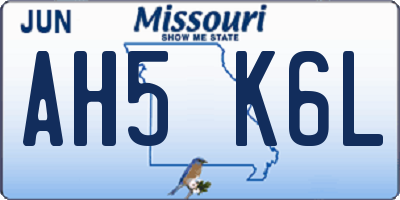 MO license plate AH5K6L