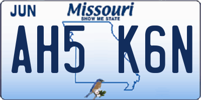 MO license plate AH5K6N