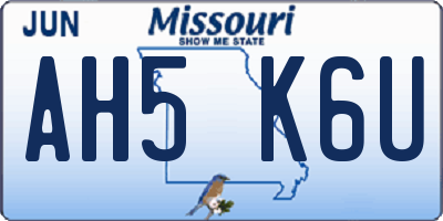 MO license plate AH5K6U