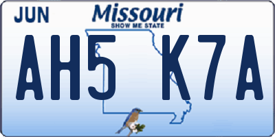 MO license plate AH5K7A