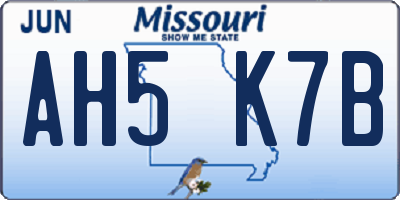 MO license plate AH5K7B