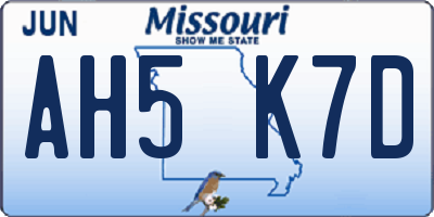 MO license plate AH5K7D