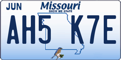 MO license plate AH5K7E