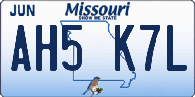 MO license plate AH5K7L