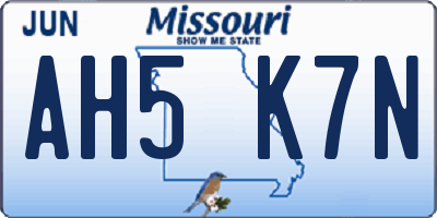 MO license plate AH5K7N