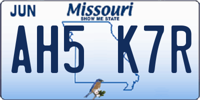MO license plate AH5K7R