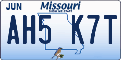 MO license plate AH5K7T