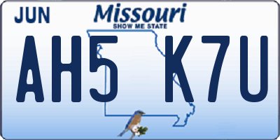 MO license plate AH5K7U