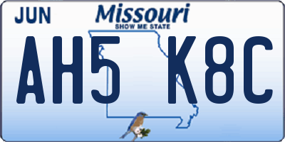 MO license plate AH5K8C