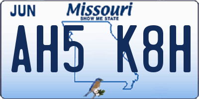 MO license plate AH5K8H