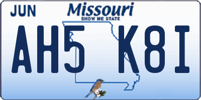 MO license plate AH5K8I