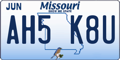 MO license plate AH5K8U