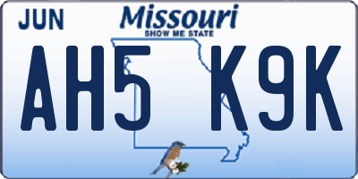 MO license plate AH5K9K