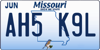 MO license plate AH5K9L