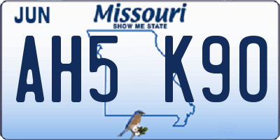MO license plate AH5K9O