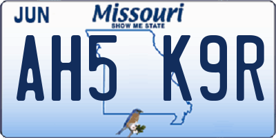 MO license plate AH5K9R