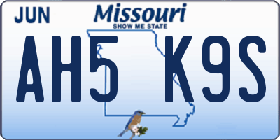 MO license plate AH5K9S
