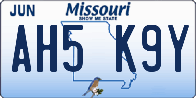 MO license plate AH5K9Y