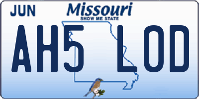 MO license plate AH5L0D