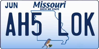 MO license plate AH5L0K